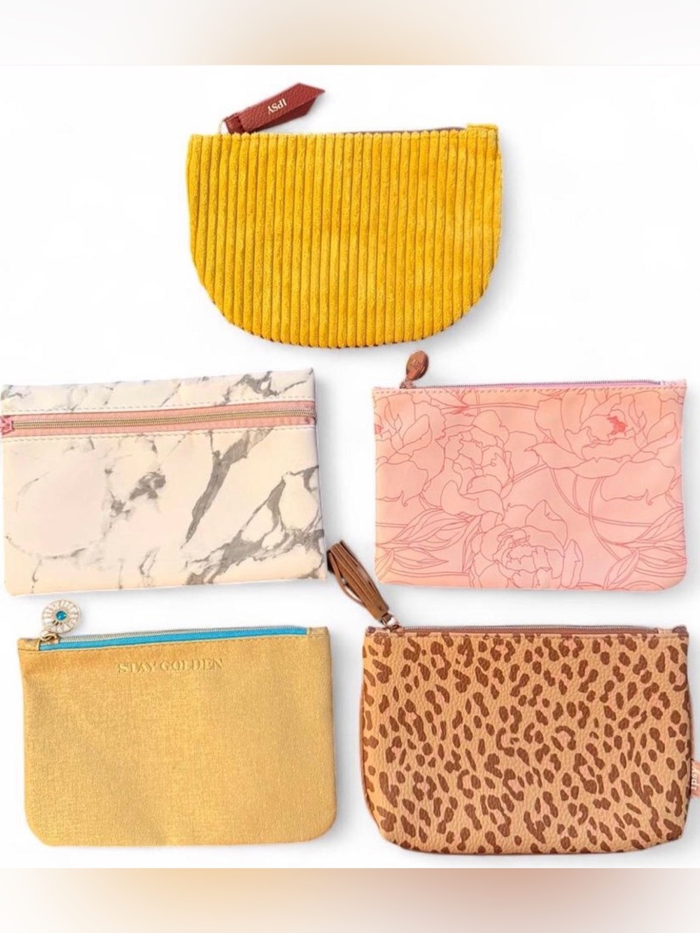 IPSY set of 5 like new condition zip bags. Perfect for makeup, jewelry